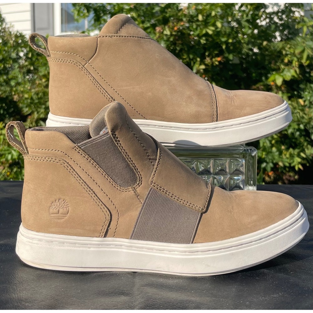 Timberland Kiri Up Chukka Boots Women 8.5 Taupe Suede Slip On Sneakers A1S78